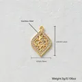 Gold-plated stainless steel rhombus pendant with pavé-set zircons and cutouts detail - Pendant Only (Without Chain) / White Pave Hollow Rhombus Style (D170-1)