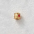 Gold plated stainless steel cylinder bead with red cubic zirconia for DIY jewelry making - Cylinder Bead (Z2-1) / Gold with Red Zirconia