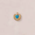 Macro di ciondolo a cuore in smalto blu con bordo dorato a raggi per gioielli DIY - Cuore Raggi Corona Blu Cielo (款式25)