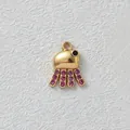Premium gold-plated stainless steel octopus pendant with pink zircon for DIY jewelry - Jellyfish Style / Rose Red