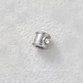 Polished silver stainless steel cylindrical bead featuring a clear cubic zirconia inlay - Cylinder Bead (Z2-2) / Steel Color With Clear Zirconia