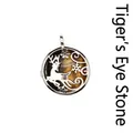 Elegant silver reindeer filigree locket pendant with natural tiger eye stone inlay for women - Hollow Deer Pendant / Tiger's Eye
