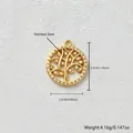 Gold-plated stainless steel tree of life pendant with white cubic zirconia inlay - Pendant Only (Without Chain) / White Pave Tree of Life Style (D172-1)