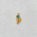 Exquisite gold-plated stainless steel shell charm pendant with blue zircon stones for DIY - 天蓝锆石海螺吊坠(D152-5)