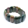 Detailansicht eines Naturstein-Armbands aus Moosachat mit flachen polierten Perlen - Indien Achat