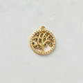 Gold-plated stainless steel Tree of Life pendant with green and white zircon inlays - Pendant Only (Without Chain) / Green Pave Tree of Life Style (D172-2)