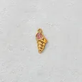 Gold plated stainless steel seashell charm with sparkling pink zircon inlay for jewelry making - 粉锆石海螺吊坠(D152-6)