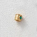 Gold-plated stainless steel bead with green zircon inset for DIY jewelry and bracelet making - Cylinder Bead (Z2-3) / Gold with Green Zirconia
