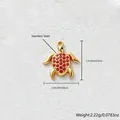 Gold plated stainless steel sea turtle pendant with red zircon inlay for DIY jewelry - Turtle Shape / Red
