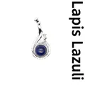 Elegant silver teardrop pendant necklace featuring a round natural lapis lazuli stone - Lapis Lazuli