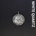 Silver deer necklace with round white crystal pendant and snowflake cutout - Hollow Deer Pendant / White Crystal