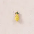 Close-up of a 3D gold-plated pineapple pendant with yellow and green enamel finish - Pineapple