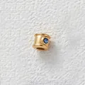 Gold-plated stainless steel barrel bead with inlaid blue zircon for DIY jewelry making - Cylindrical Through-Hole Bead (Z2-4) / Gold with Blue Zircon