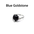 Bague plaquée argent ornée d'un grès bleu étincelant avec des accents floraux. - Pierre de Sable Bleue