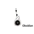 Silver teardrop pendant with round black obsidian stone and crystals - Obsidian