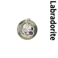 Handcrafted natural grey labradorite stone pendant with silver butterfly charm - Labradorite