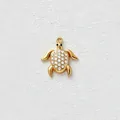 Gold-plated stainless steel turtle pendant with clear zircon inlay for DIY jewelry - Turtle Shape / White