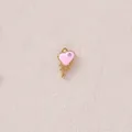 Dettaglio macro di un ciondolo a cuore in smalto rosa con design in oro gocciolante - Cuore Fondente Strass Rosa (款式31)