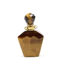 Detail of faceted tiger's eye stone essential oil bottle pendant with gold metal neck - Tiger's Eye