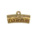 Detailed view of vintage gold-plated stainless steel curved tube bead for DIY jewelry - Vintage Pattern Curved Tube with Loop (HY-430) / Gold