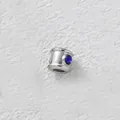 Stainless steel bead charm with blue zircon inlay for DIY bracelet and necklace jewelry. - Cylindrical Through-Hole Bead (Z2-5) / Steel Tone With Blue Zirconia
