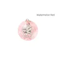 Watermelon red natural stone peace buckle pendant featuring a delicate silver butterfly motif - Watermelon red