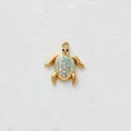 Gold-plated stainless steel turtle pendant featuring light blue cubic zirconia - 2.5x2.2cm / Blue Sea Turtle