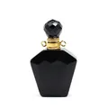 Detailed view of faceted black obsidian essential oil bottle pendant with gold neck - Obsidian