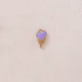 Ciondolo a cuore dettagliato in smalto viola con dettagli oro fuso e piccolo strass - Cuore Fondente Strass Viola (款式33)