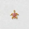 Exquisite gold-plated stainless steel turtle pendant with sparkling pink cubic zirconia - 2.5x2.2cm / Rose Red Sea Turtle