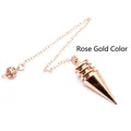Pendolo professionale in ottone oro rosa per divinazione con catena rimovibile e perla fine - Oro rosa