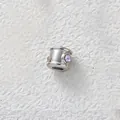 Silver stainless steel barrel bead with purple cubic zirconia for DIY jewelry making - Cylindrical Through-Hole Bead (Z2-6) / Steel Color With Purple Zirconia