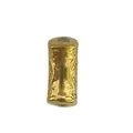Detailed view of a vintage gold pattern curved tube bead for DIY jewelry making - Geometric Vintage Pattern Curved Tube (HY-427)