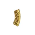 Detailed view of a golden stainless steel curved tube bead with ornate vintage patterns - Vintage Totem Pattern Curved Tube (HY-428)