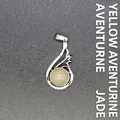 Elegant swan-shaped pendant with yellow aventurine jade stone and small zircons - Yellow Aventurine