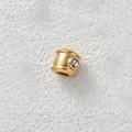 Gold-plated stainless steel cylindrical spacer bead with purple zircon inlay for DIY jewelry - Cylindrical Through-Hole Bead (Z2-6) / Gold with Purple Zirconia