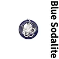 Pendentif donut en sodalite bleue naturelle avec breloque papillon en argent fin - Sodalite bleue