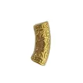 Close-up of a vintage gold stainless steel curved tube bead for DIY jewelry making. - Vintage Pattern Gold Curved Tube (HY-422)