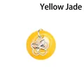 Pendentif en jade jaune Ping'an avec breloque papillon en filigrane argent - Topaze