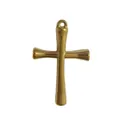 Minimalistischer vergoldeter Kreuzanhänger aus Edelstahl für DIY-Schmuckherstellung - Abgerundetes Kreuz Stil (HY-1000) / Gold