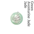 Pendentif en pierre aventurine verte naturelle avec filigrane de papillon argenté - Jade aventurine