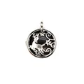 Silver reindeer pendant necklace featuring a black obsidian stone and snowflake design - Hollow Deer Pendant / Obsidian
