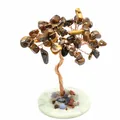 Handmade chakra crystal tree with tiger's eye stones and natural calcite slice base - Tiger's Eye