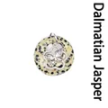 Pendentif boucle Ping'an en jaspe dalmate naturel avec papillon en filigrane d'argent - Jaspe dalmatien