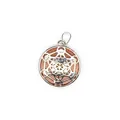 Élégant collier pendentif creux Cube de Métatron en pierre de sable dorée, argenté - Pierre de Sable d'Or