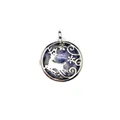 Elegant silver reindeer filigree pendant necklace with natural blue sodalite stone - Hollow Deer Pendant / Blue Spot Jasper