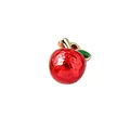 3D red apple charm in gold-plated stainless steel for custom DIY jewelry and crafts - Apple