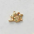 Gold-plated conch shell pendant inlaid with colorful zircons for DIY jewelry making - Multicolor Zirconia Conch Pendant Only (Without Chain) (D157-3)