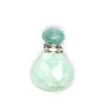 Detailed view of faceted natural stone teardrop perfume bottle pendant for essential oils - Amazonite / Silver-Tone Accessories