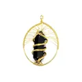 Handmade golden tree of life wire wrapped hexagonal black obsidian crystal pendant - Black Obsidian (Gold)